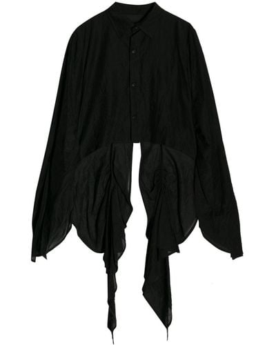 Yohji Yamamoto Asymmetric Cotton-silk Shirt - Black