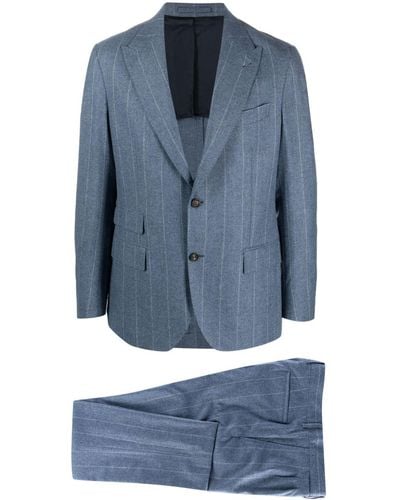 Eleventy Pinstripe-print Single-breasted Suit - Blue