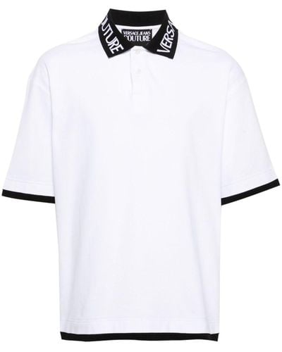 Versace Logo-intarsia Cotton Polo Shirt - White
