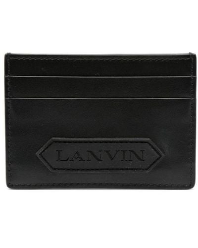 Lanvin Porte-cartes en cuir à patch logo - Noir