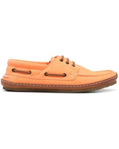 Saint Laurent Ashe Leather Boat Shoes - Orange