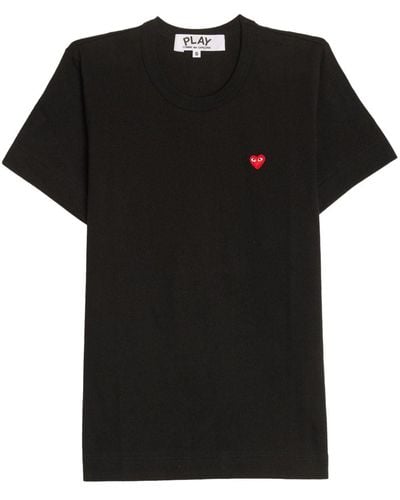 COMME DES GARÇONS PLAY Heart-embroidery Cotton T-shirt - Black