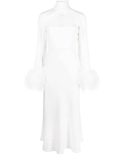 16Arlington Odessa フェザートリム ドレス - ホワイト