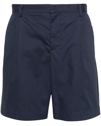 A.P.C. Pleated Cotton Shorts - Blue