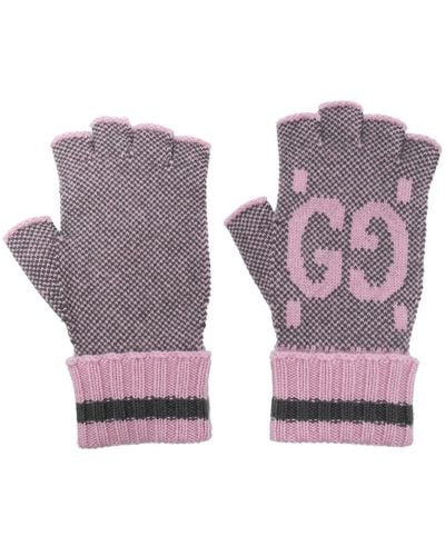 Gucci GG Motif Fingerless Gloves - Purple
