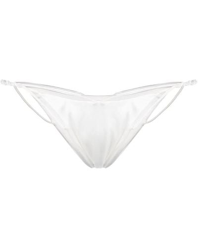 Isa Boulder Knot-detail Satin Bikini Bottoms - White