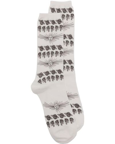 Neighborhood Astro-print Ankle Socks - White
