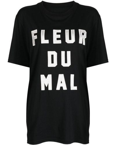 Fleur du Mal T-shirt superposé en tulle à logo brodé - Noir