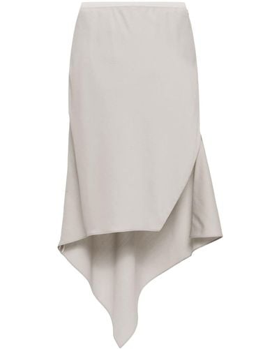 Helmut Lang Asymmetric Wool Midi Skirt - White