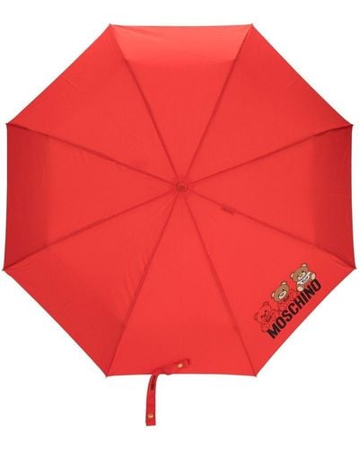 Moschino Paraguas Teddy con logo - Rojo