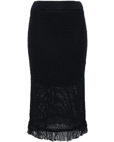 Peserico Open-knit Linen-blend Skirt - Black