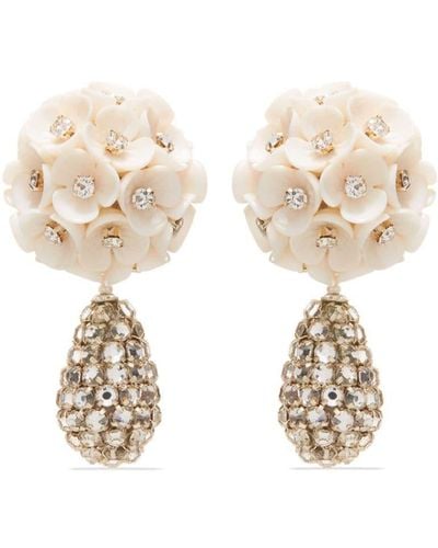 Oscar de la Renta Bouquet Crystal-embellished Drop Earrings - Natural