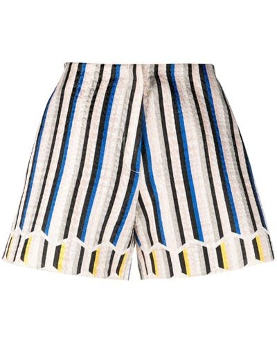 Gemy Maalouf Striped Jacquard Shorts - Blue
