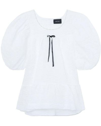 Simone Rocha Bow-embellished Puff-sleeve Minidress - White