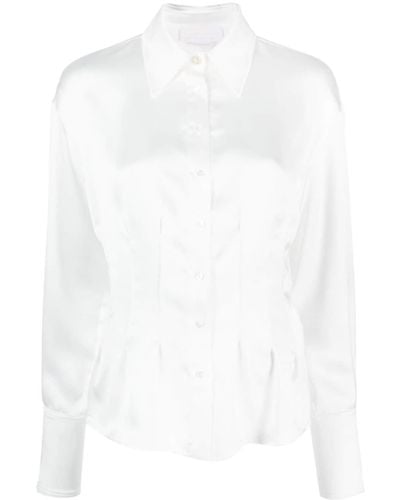 Genny Satin Button-up Shirt - White