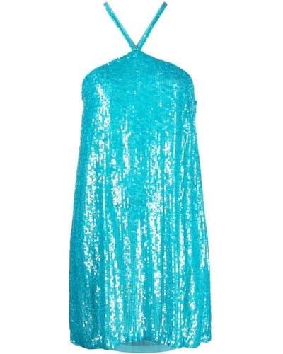 P.A.R.O.S.H. Sequin-embellished Halter Dress - Blue
