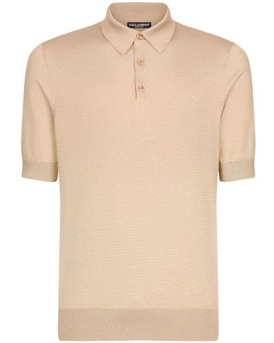 Dolce & Gabbana Short-sleeve Silk Polo Shirt - Natural