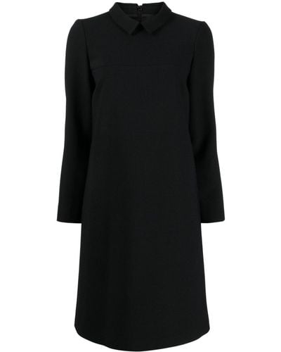 Paule Ka Pointed-collar A-line Dress - Black