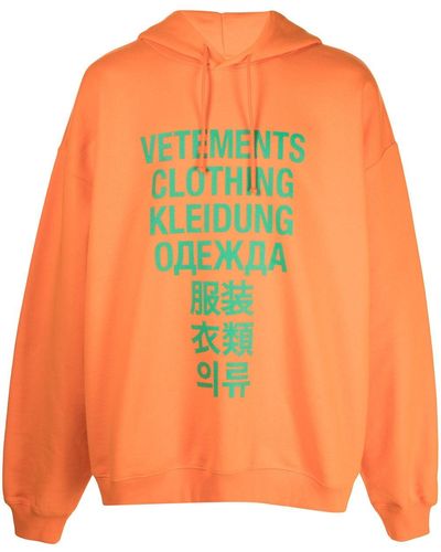 Vetements Translation-print Hoodie - Orange