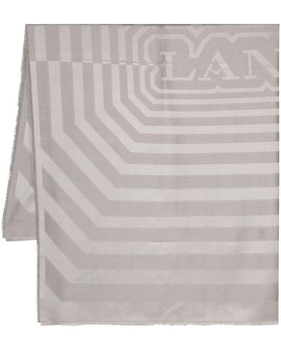 Lanvin Jacquard-logo Striped Scarf - Grey