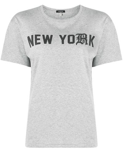 R13 T-shirt à imprimé New York - Gris