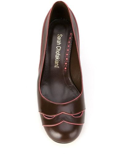 Sarah Chofakian Contrast Piped Court Shoes - Brown