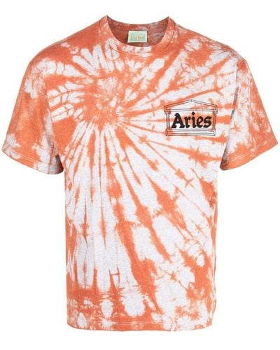 Aries Camiseta con logo y motivo tie-dye - Rosa