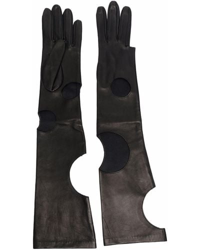 Manokhi Cut Out-detail Leather Gloves - Black