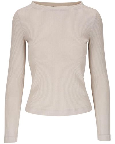 Brunello Cucinelli Ribbed-knit Cotton Top - Natural