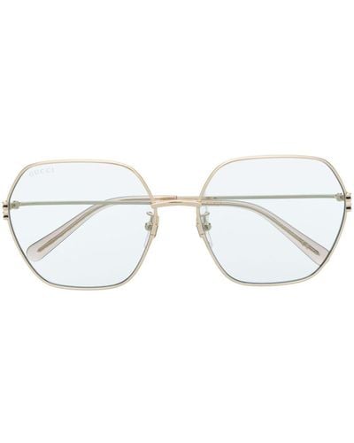 Gucci Sonnenbrille mit geometrischem Gestell - Mettallic