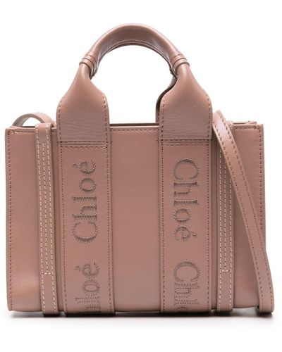 Chloé Mini Woody Leather Tote Bag - Pink