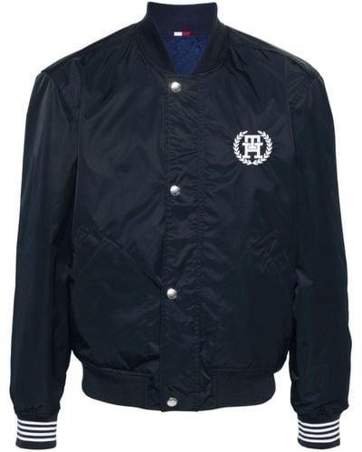 Tommy Hilfiger Logo-embroidered bomber jacket - Azul