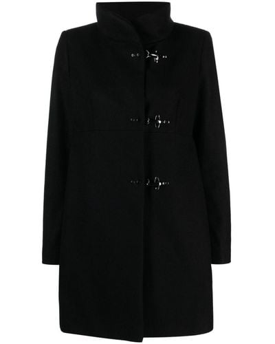 Fay High-neck Virgin Wool-blend Coat - Black