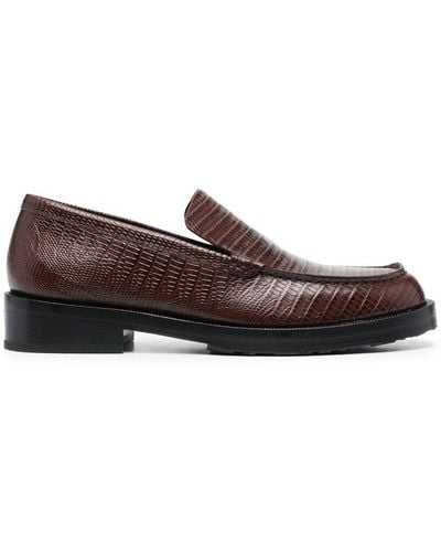 BY FAR Rafael Embossed-leather Loafers - Brown
