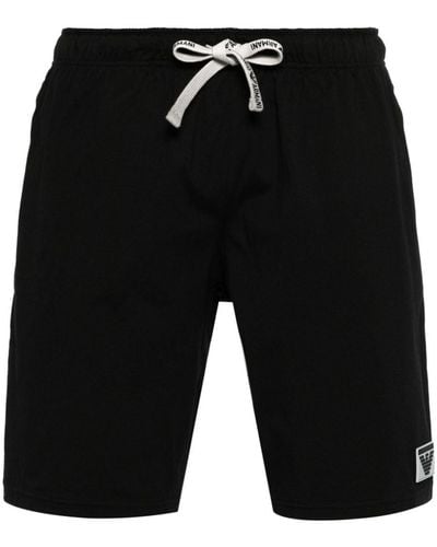 Emporio Armani Katoenen Shorts Met Logo-applicatie - Zwart