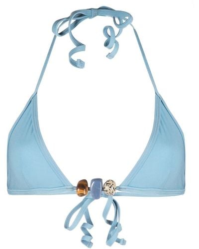 Christopher Esber Haut de bikini triangle à ornements en cristal - Bleu