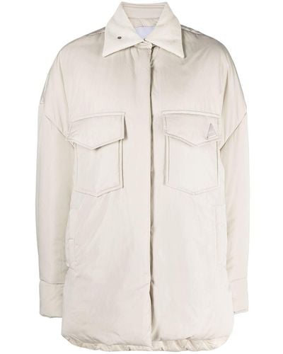 The Attico Padded Buttoned Oversized Coat - Natural