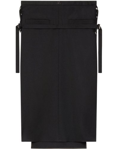 Courreges Panelled Virgin Wool Midi Skirt - Black