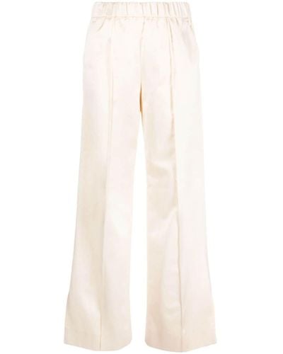 Jil Sander High-waisted Wide-leg Trousers - Natural