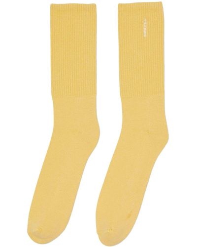 Sandro Gerippte Socken mit Logo-Stickerei - Gelb
