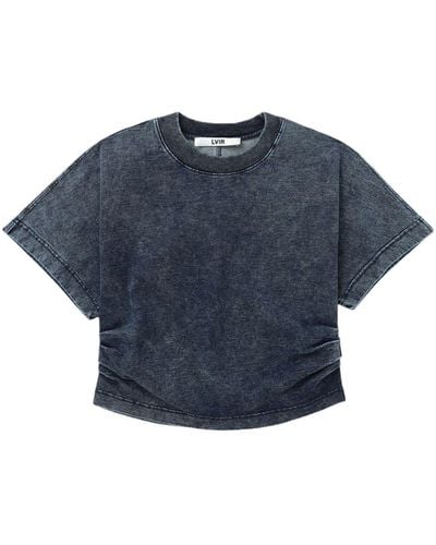LVIR T-shirt denim con arricciatura - Blu