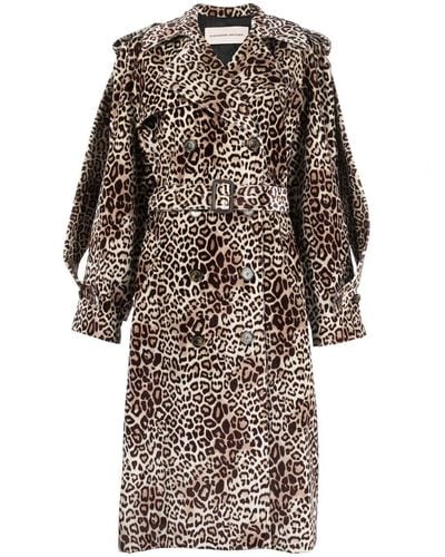 Alexandre Vauthier Leopard Print Double-breasted Trench Coat - Brown