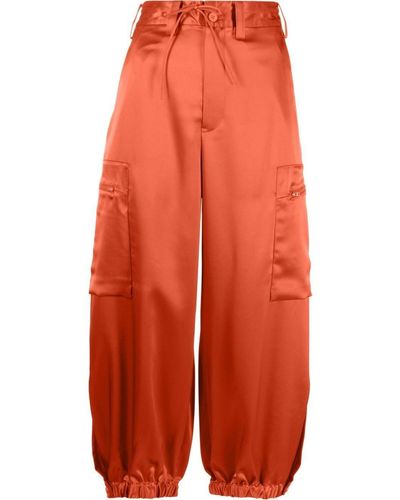 Y-3 Pantalones cargo con efecto satinado - Naranja
