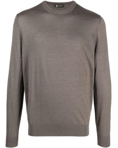 Colombo Crew-neck Fine-knit Sweater - Gray