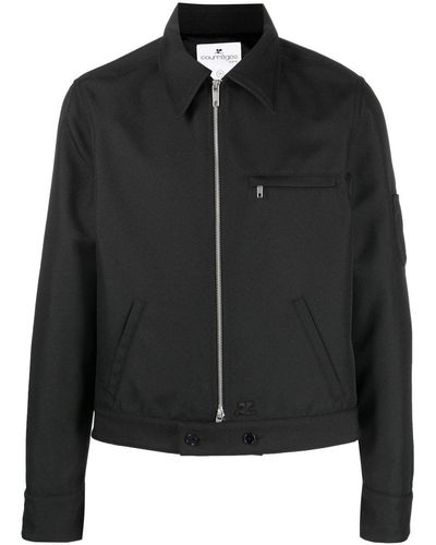 Courreges Zip-up Shirt Jacket - Black