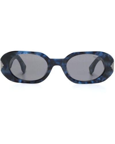 Marcelo Burlon Tortoiseshell Oval-frame Sunglasses - Blue