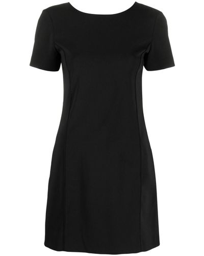 Patrizia Pepe Short-sleeved Crepe A-line Mini Dress - Black