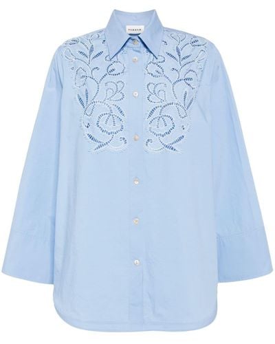 P.A.R.O.S.H. Emboidered Cotton Shirt - Blue