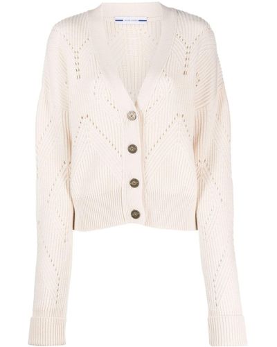 Jacob Cohen Openwork Ribbed-knit Cardigan - Natural