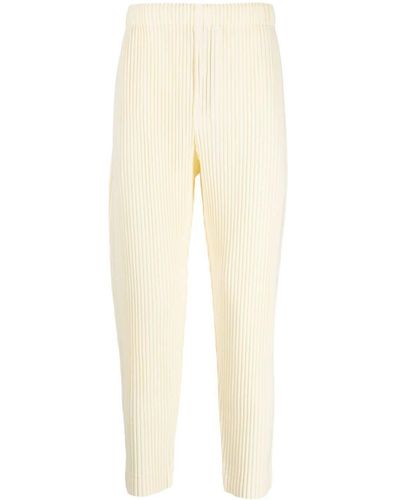 Homme Plissé Issey Miyake Mc July Pleated Cropped Trousers - Natural